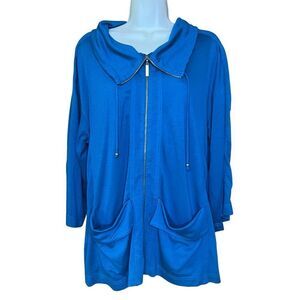 St. John Spa Blue Zip Front Jacket Size Small
